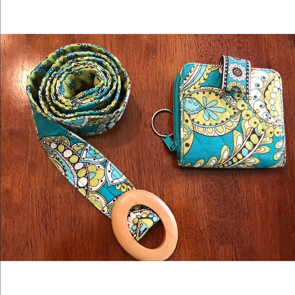 VERA BRADLEY Peacock Wallet & Belt Set Lot Bundle